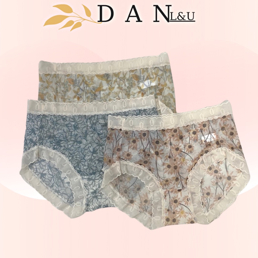 Quần Lót Ren Lưới Mỏng Co Dãn Siêu Thoáng Mát Họa Tiết Xinh Xắn DAN L&amp;U 12