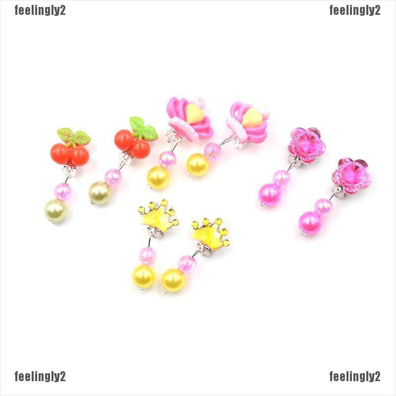 ❤Mặt Trời❤ Set 7 Bông Tai Nhựa Dáng Dài Thiết Kế Đáng Yêu Cho Bé Gái