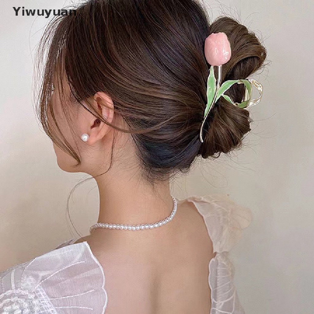 < Yiwuyuan > Kẹp Tóc Hoa Tulip / Cá Mập Phong Cách Vintage Ngọt Ngào Cho Nữ