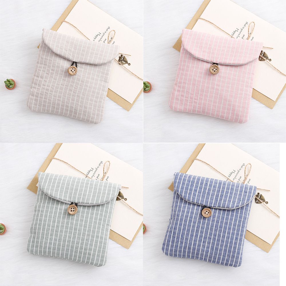 CONOPERY Túi Đựng Băng Vệ Sinh Họa Tiết Kẻ Ô Nhiều Màu Nhỏ Gọn Cho Nữ