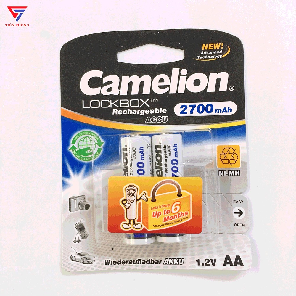 Máy Sạc Camelion Có Màn Hình LCD BC-1012 Kèm 2 Vỉ Pin Sạc AA Camelion 2700mAh