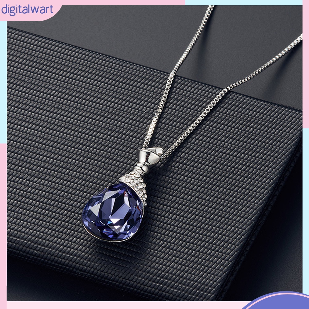 Bộ Vòng cổ + Bông Tai Đính Đá Hình Giọt Nước Cho Nữ