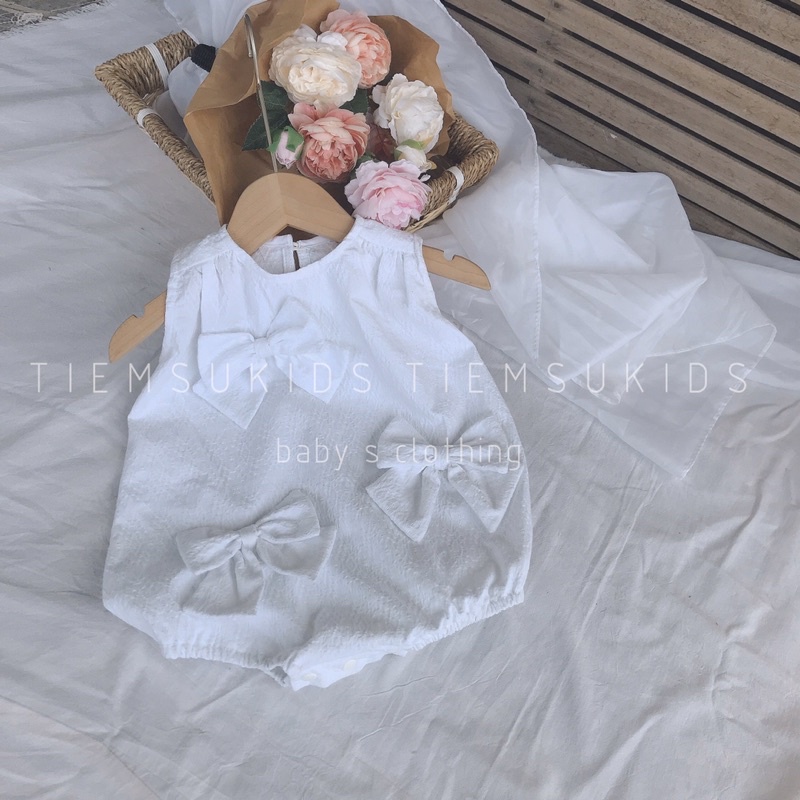 HÀNG THIẾT KẾ - Suit cộc đính nơ xinh xắn em bé Tiệm Su Kids