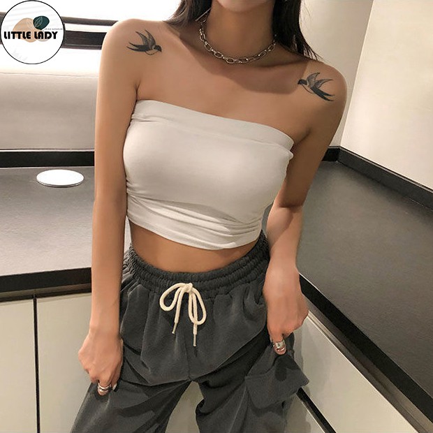 Áo Croptop Nữ Kiểu Ôm Chất Thun Cotton Freesize Màu Trắng, Đen "ÁO QUÂY"