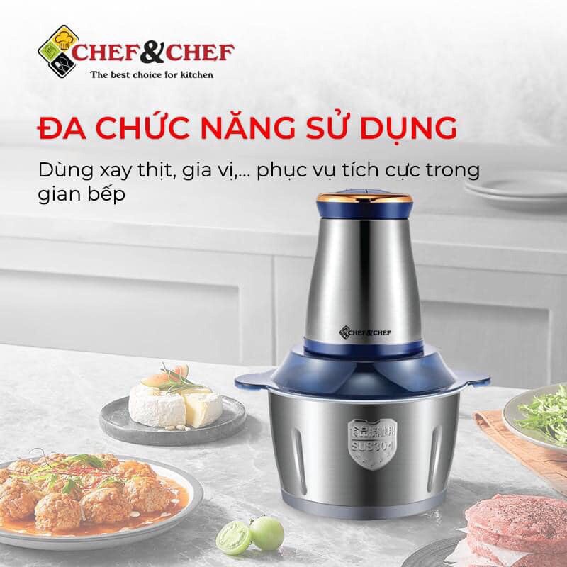 [Chính hãng] Máy xay thịt đa năng Chef&amp;Chef, cối inox304 2L, công suất 350w - siêu bền