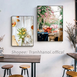 Tranh treo tường phòng ăn ép mica siêu bóng có khung tặng kèm đinh treo tường/ Tranh Decor khách sạn/ decor home stay