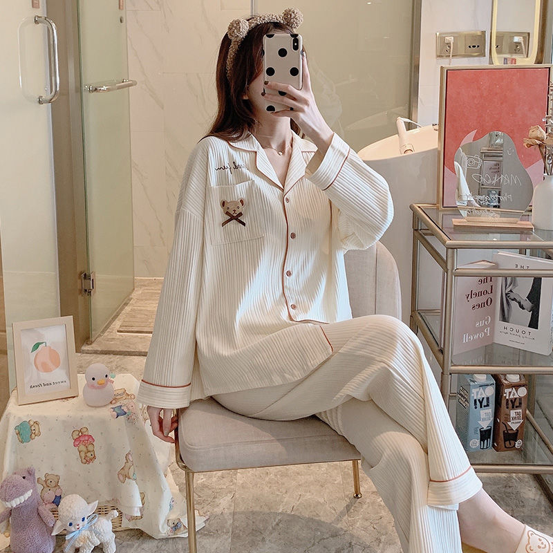 đồ mặc nhàđồ ngủGấu Nhật, cô gái pyjama Mùa hè mới nổi tiếng, sinh viên tiên, dài và tay áo ngắn, áo len dự phòng xuân.