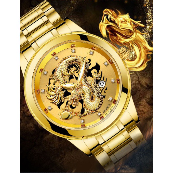 Đồng hồ nam rồng vàng may mắn BOSCK