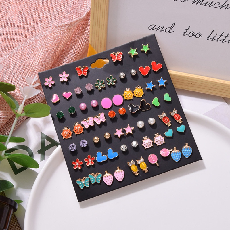 Set 33 Đôi Khuyên Tai Dễ Thương Không Gây Dị Ứng Cho Nữ