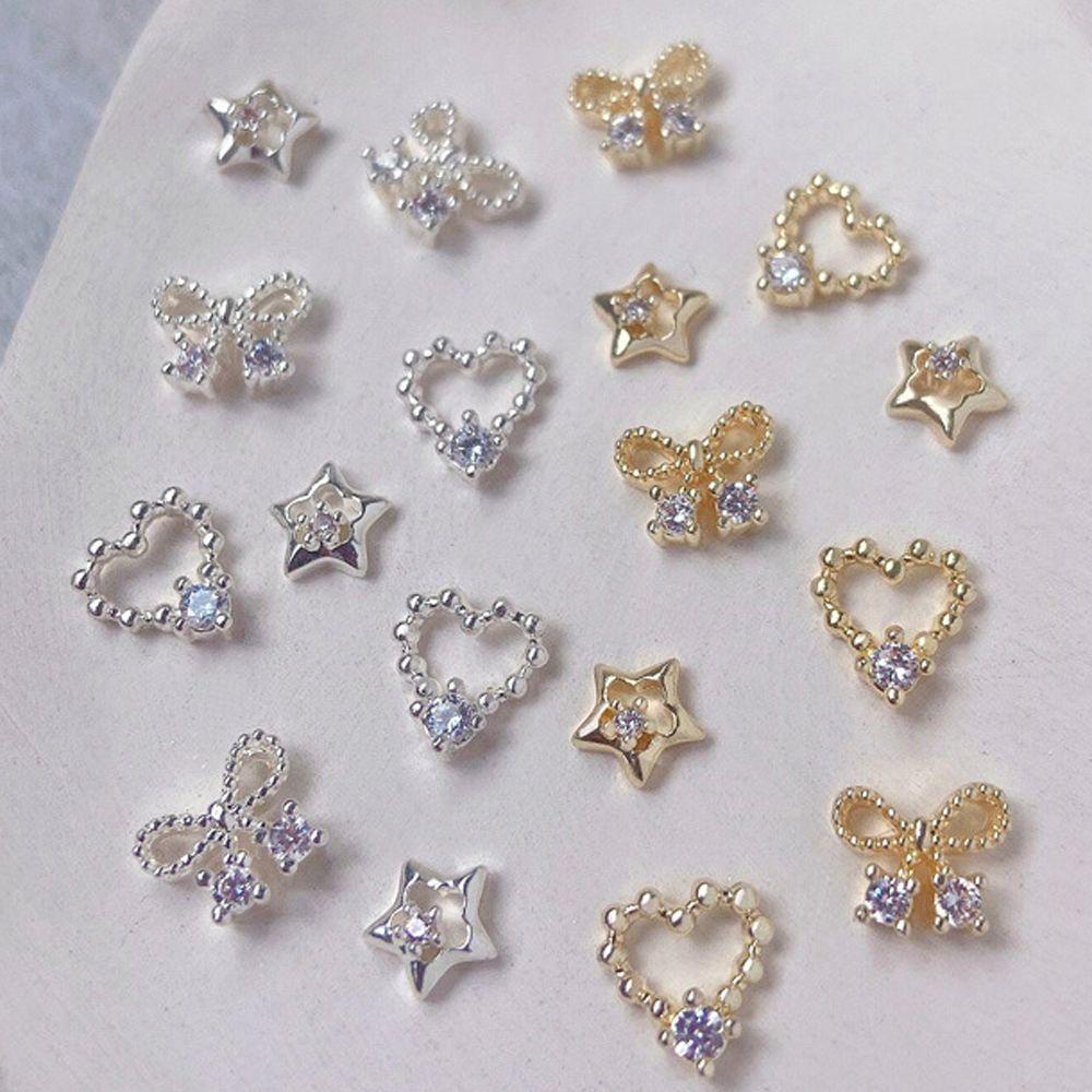 [Hàng mới về] Hạt nơ/ trái tim/ ngôi sao đính đá zircon trang trí móng thời trang nghệ thuật cho nữ