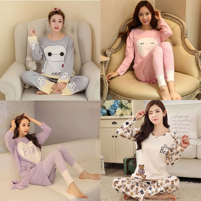 Bộ Đồ Ngủ Tay Dài In Hình Hello Kitty Dễ Thương Cho Nữ