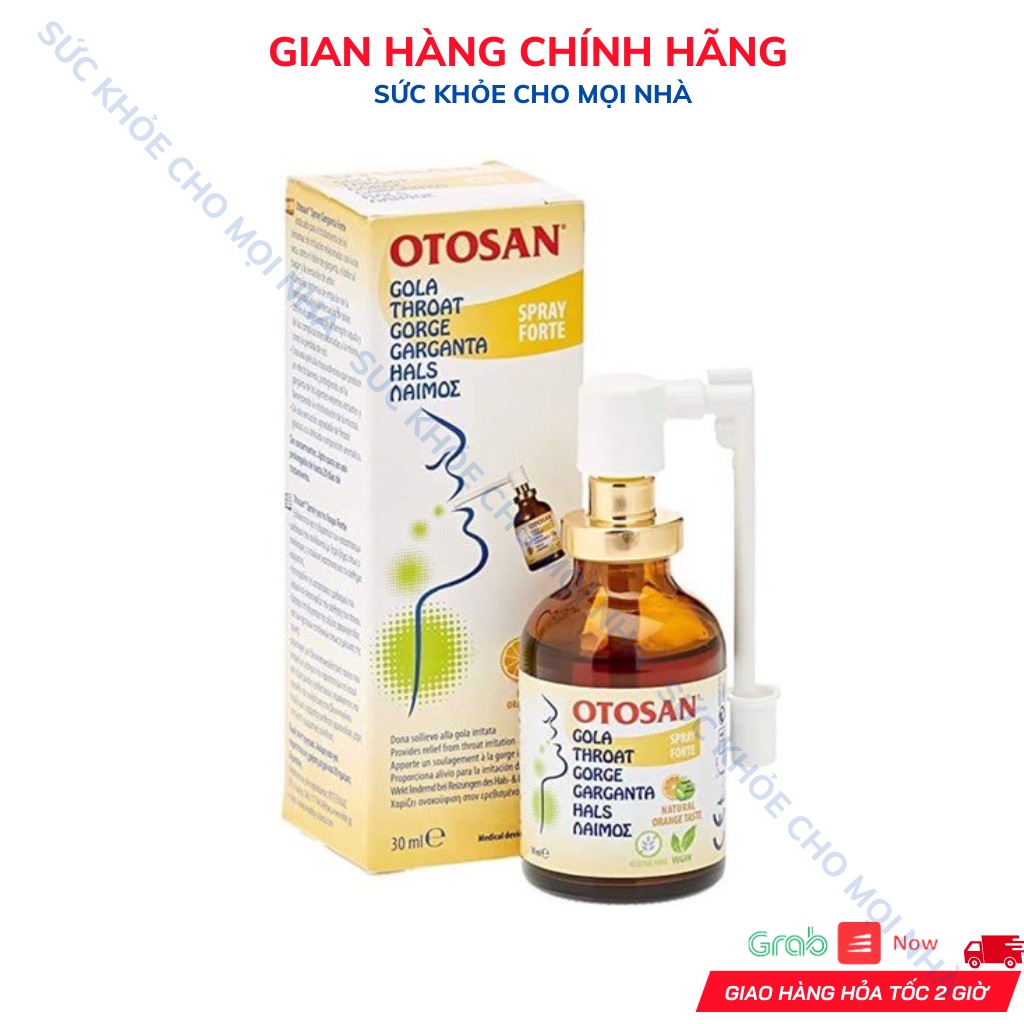 Xịt họng Otosan throat spray forte - Dung dịch giảm ho,đau họng, long đờm, nhiệt miệng. Chai 30ml