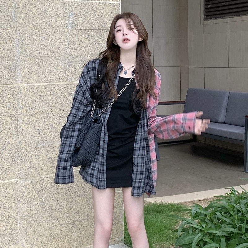 Áo Sơ Mi Chống Nắng Dáng Rộng Tay Dài Kẻ Sọc Màu Sắc Tương Phản Phong Cách Cổ Điển Thời Trang Cho Nữ 5