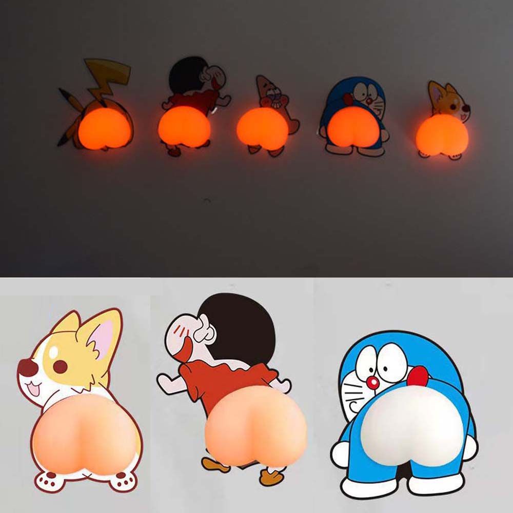 Miếng dán trang trí xe hơi họa tiết 3D phản quang dễ thương bằng silica gel chống va chạm