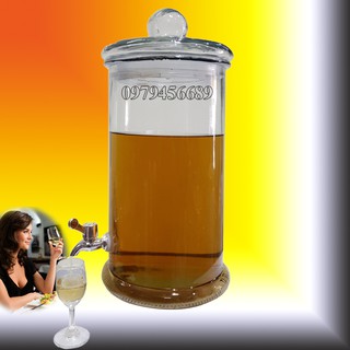 Bình ngâm rượu thủy tinh trụ trơn 10 lít có vòi