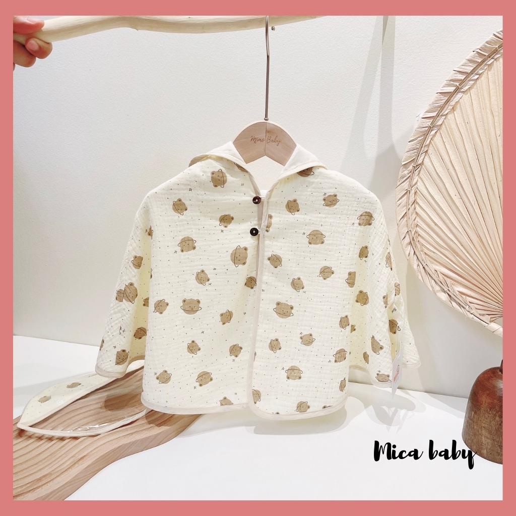 Áo choàng chống nắng gió kèm mũ chống giọt bắn vải xô muslin mềm mại cho bé QA31 Mica Baby