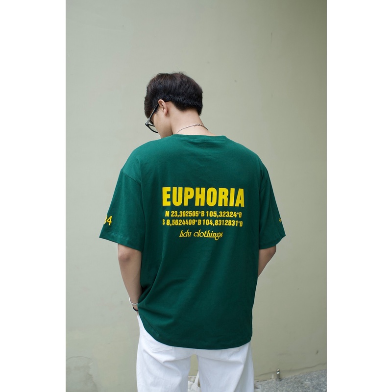 Áo thun form rộng tay lỡ nam nữ EUPHORIA HDU, áo phông unisex basic oversize chất liệu 100% cotton mã AT26