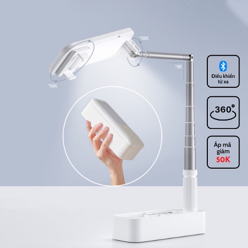 Đèn livestream gập gọn Stand Box V6 xoay gập 360 độ để bàn, kết nối bluetooth điều khiển chụp ảnh từ xa, có pin sạc