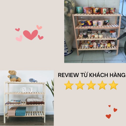 Kệ giày gỗ đa năng 4 tầng 80cm - kệ phòng khách, phòng ngủ