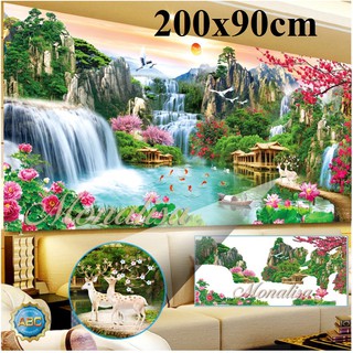 Tranh đính đá thanh lý Thiên nhiên hùng vỹ Y8273 200X90cm