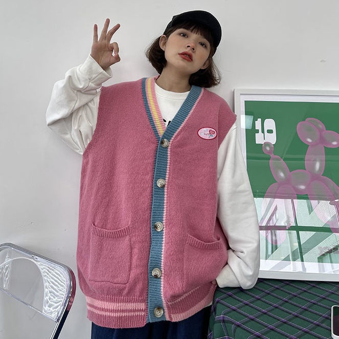 Áo Sweater Cổ Tròn Dáng Rộng Phong Cách Retro Cho Nữ