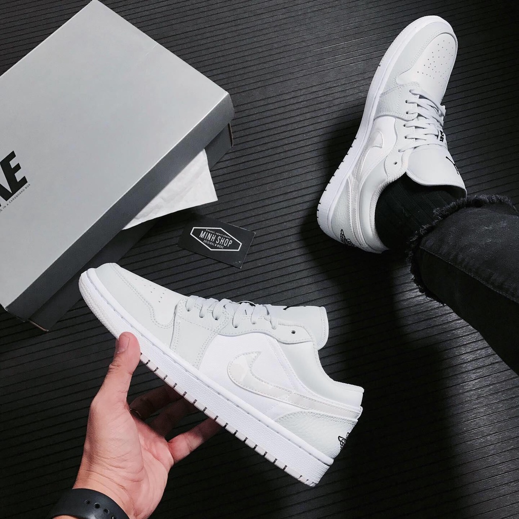 [Full Box] Giày thể thao nam nữ Sneaker Air Jordan 1 Cổ Thấp Trắng Camo Chuẩn Full Size Hot Trend 2021 | BigBuy360 - bigbuy360.vn