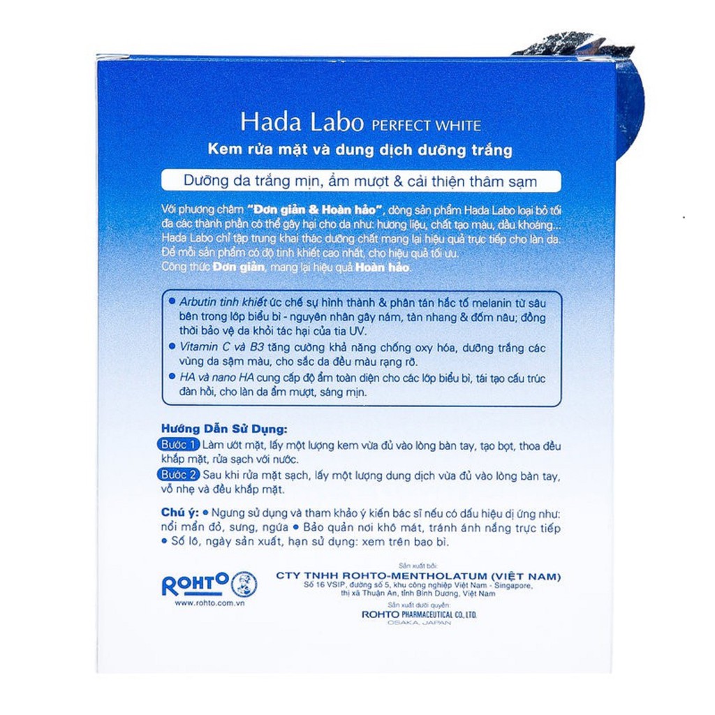 [ HB Gift ] Bộ 2 sản phẩm dưỡng trắng dùng thử Hada Labo Perfect White Trial Set (Rửa mặt 25g + Dung dịch 40ml) | BigBuy360 - bigbuy360.vn