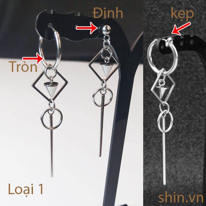 Khuyên tai Nine Percent Chu Chính Đình, Khuyên tai nam, bông tai Unisex titan không gỉ