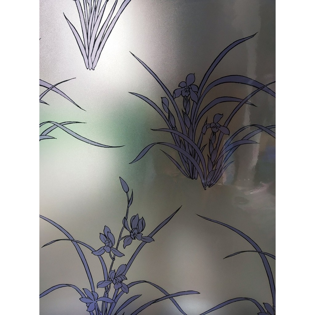 Decal giấy dán kính bụi cỏ tím khổ 45cm , giấy keo sẵn bóc dán