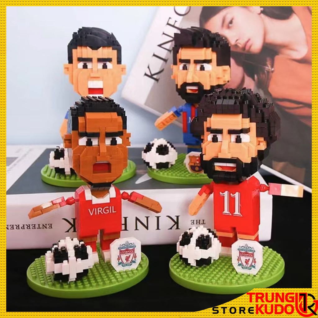 Mô hình Ronaldo Messi và các cầu thủ bóng đá dạng Đồ chơi xếp hình Neymar, Van Dijk, Salah làm quà tặng, đồ decor