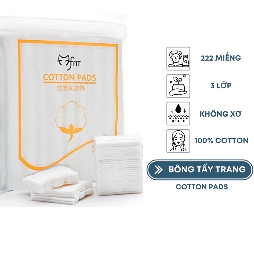 [Combo 3 Gói] Bông tẩy trang 222 miếng Cotton Pad Sợi Bông Tự Nhiên Mềm Mịn Hàng Chính Hãng Nội Địa Trung Angola_Shop