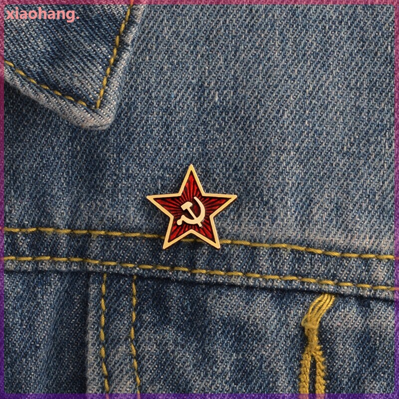 Ghim cài áo hình ngôi sao họa tiết búa liềm hợp thời trang