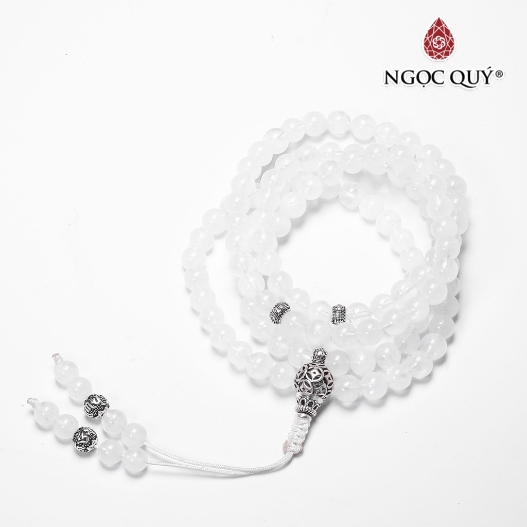 Vòng chuỗi 108 hạt thạch anh ưu linh trắng - Ngọc Quý