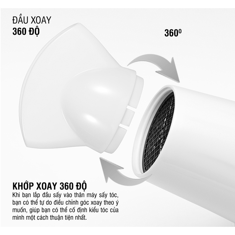 Máy Sấy Tóc Sấy Nóng Lạnh 3 Mức LocknLock, máy sấy tóc Lock&amp;Lock ENA136WHT ENA146BLK - T2Cmall