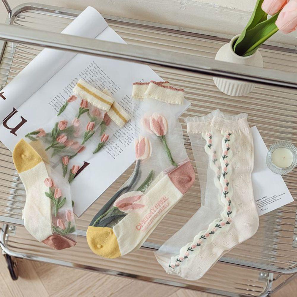 Tất Lưới Thêu Hoa Thoáng Khí Thời Trang Xuân Hè Dành Cho Nữ VANES1