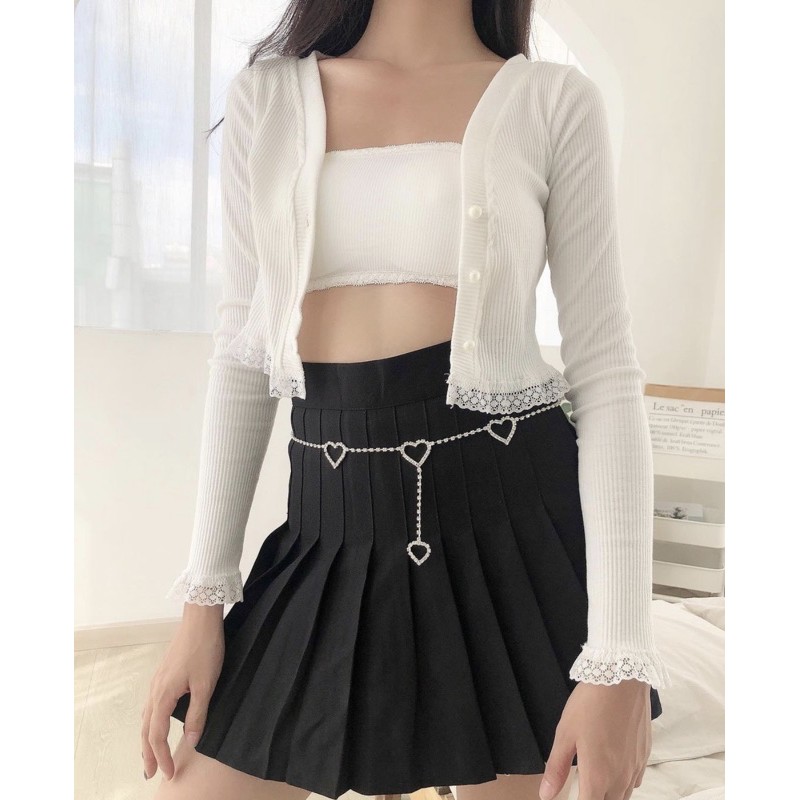 [Mã FASHIONGREEN94 giảm tới 30K đơn 99K] Chân Váy Xếp Ly Lưng Cao Có Quần Bảo Hộ Tennis Skirt (kèm dây chain) | BigBuy360 - bigbuy360.vn