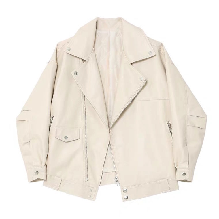 Áo khoác da mềm dáng rộng thời trang thu đông cho nữ