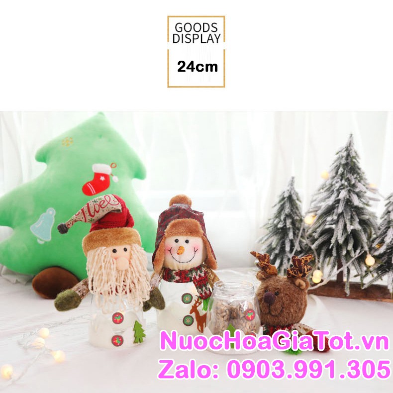 Hũ kẹo 25cm mẫu vintage ông già người tuyết tuần lộc quà tặng Giáng Sinh Noel Noen