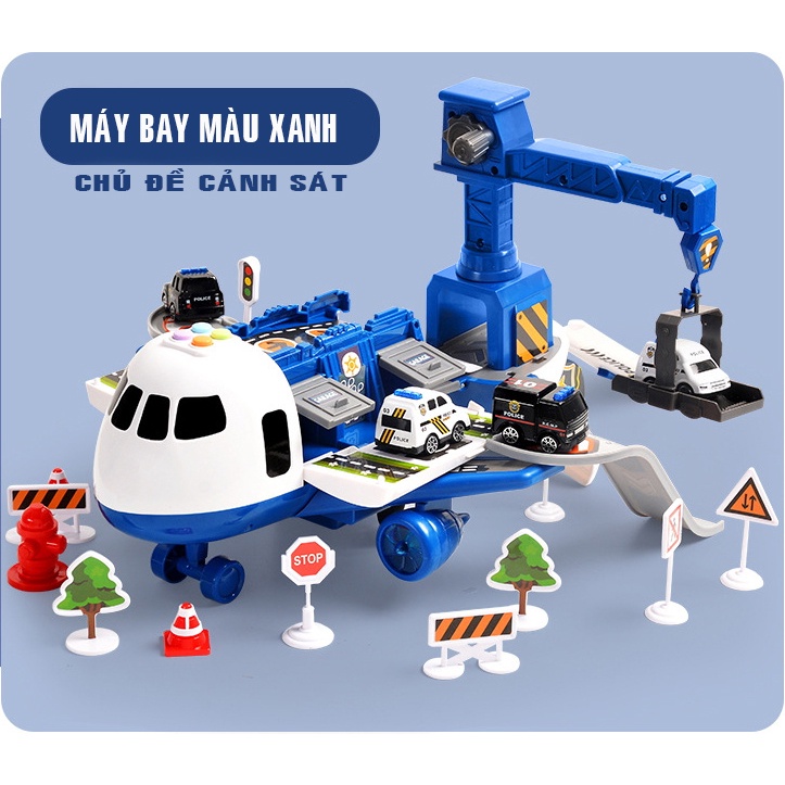 Máy Bay Biến Hình - Kèm Ô Tô Con và 14 Phụ Kiện Cần Cẩu Lắp Ráp Độc Đáo - Đồ Chơi Bé Trai
