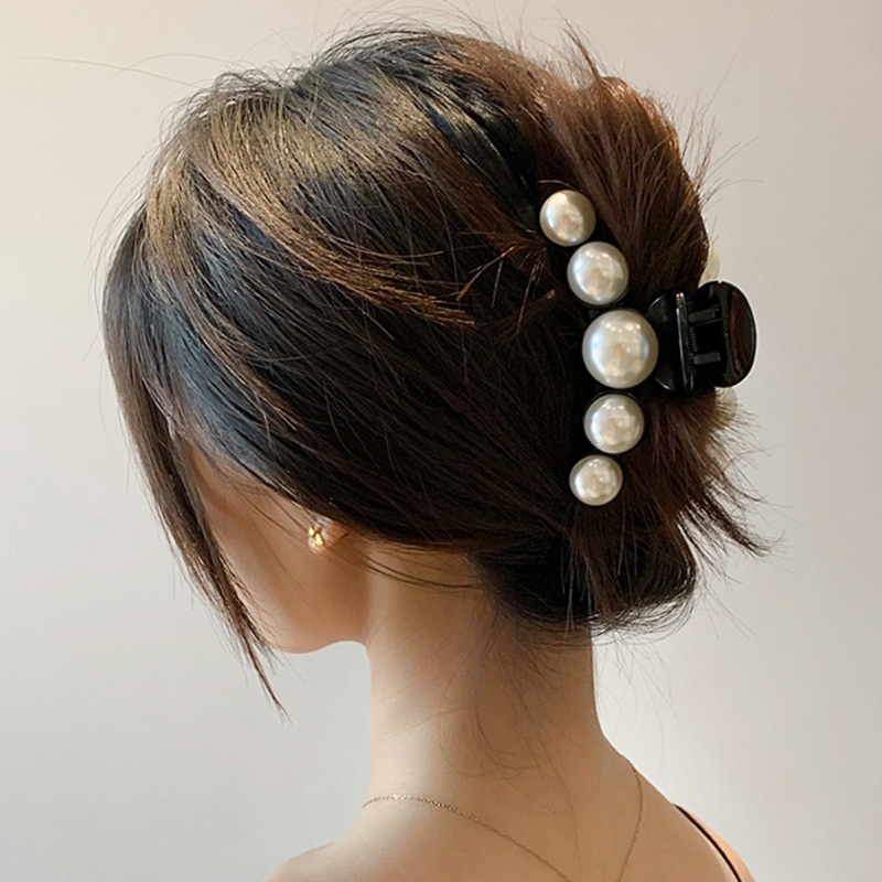 Kẹp tóc hàm cá mập đính ngọc trai thời trang Hàn Quốc cho nữ