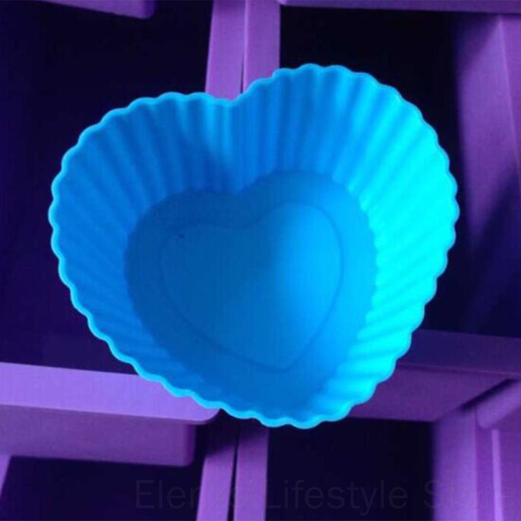 Bộ 6 khuôn silicon làm bánh cupcake chuyên dụng hình trái tim chống dính tiện lợi
