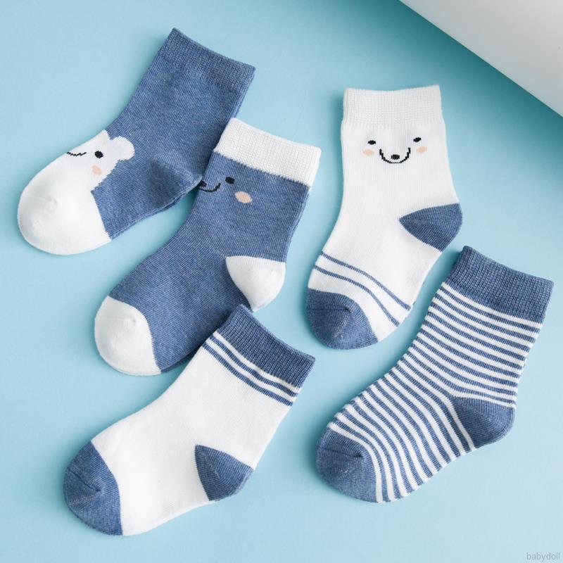 Set 5 Đôi Tất Hoạ Tiết Kẻ Sọc Đáng Yêu Cho Bé