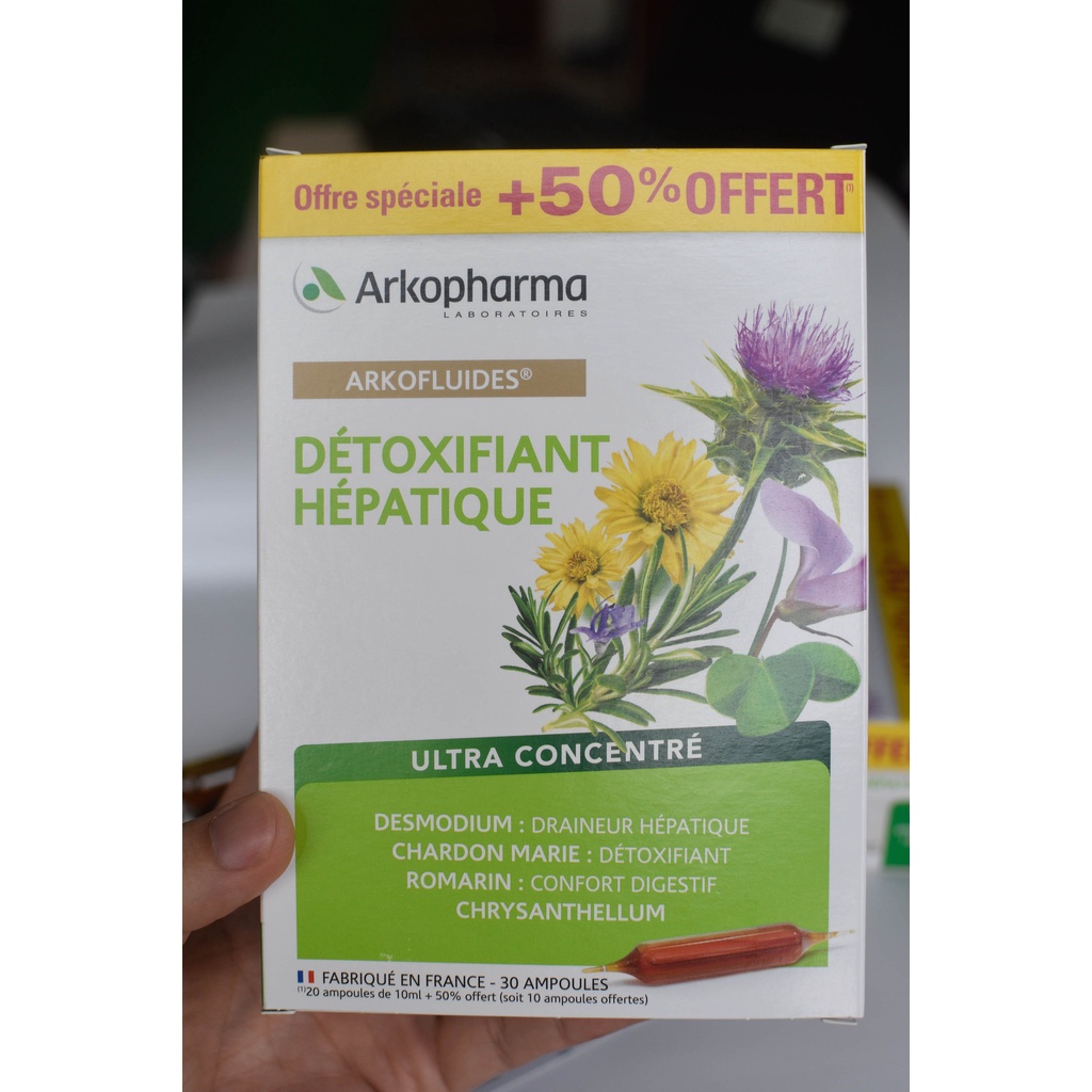 Detox Thải độc gan Arkopharma DETOXIFIANT HEPATIQUE 30 ống của Pháp