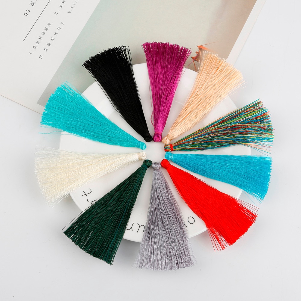 Charm dây tua rua dài 90mm bằng lụa chuyên dùng trang trí rèm cửa DIY