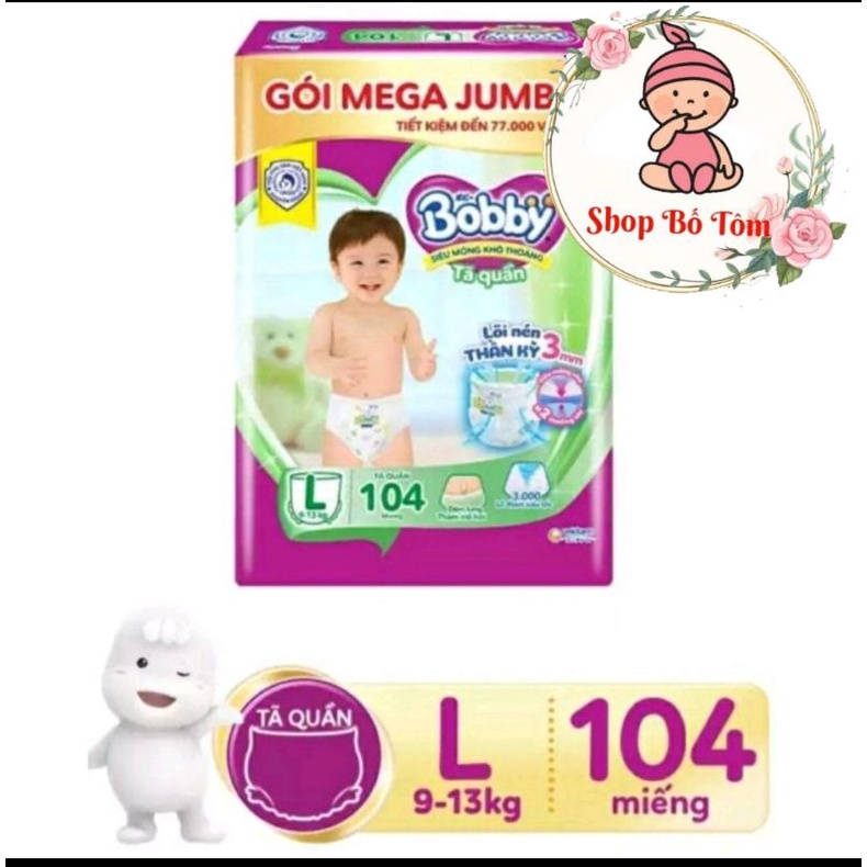 Tã quần bobby mega jumbo M120 / L104 / XL96 / XXL88