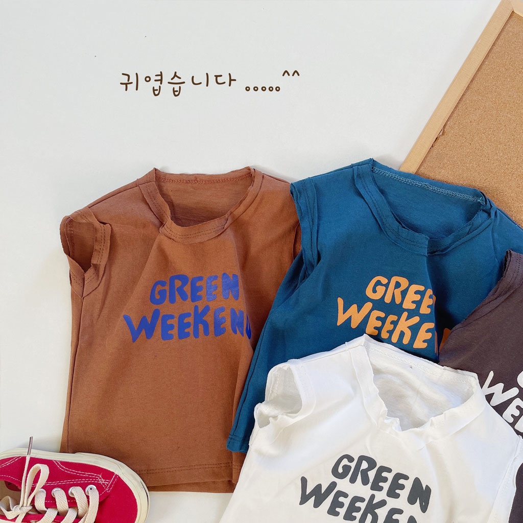 Áo ba lỗ GREEN WEEK, Áo sát nách cho bé chất cotton cực mát từ 7-27kg - LILA KIDS