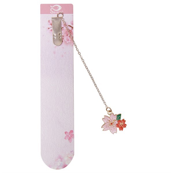 Bookmark Kẹp Sách Kim Loại Phối Charm Hình Hoa Sakura - Mẫu 2