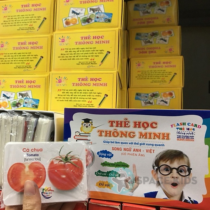 Thẻ học thông minh Flash card song ngữ 16 chủ đề cho bé (416 thẻ) Space Kids