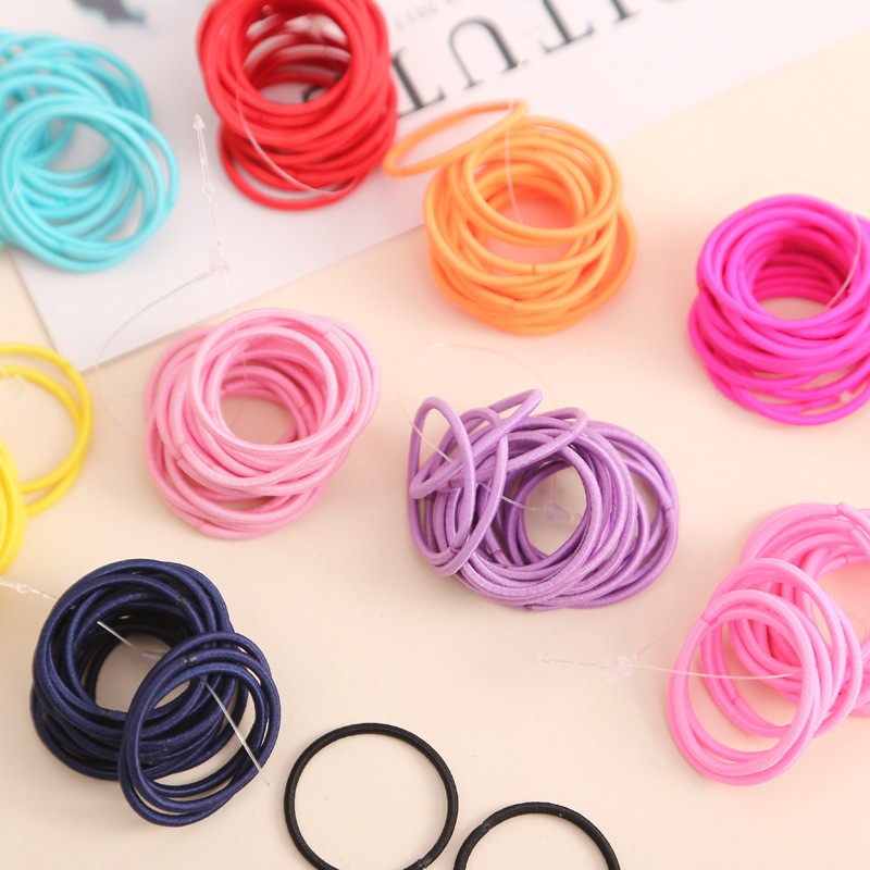 2mm Chun tròn trơn nhiều màu co dãn tốt phụ kiện tóc DIY Handmade