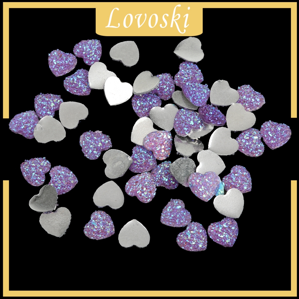 Set 50 Viên Đá Resin Hình Trái Tim Trang Trí Sổ Tay DIY
